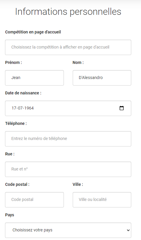 Complétez vos données personnelles